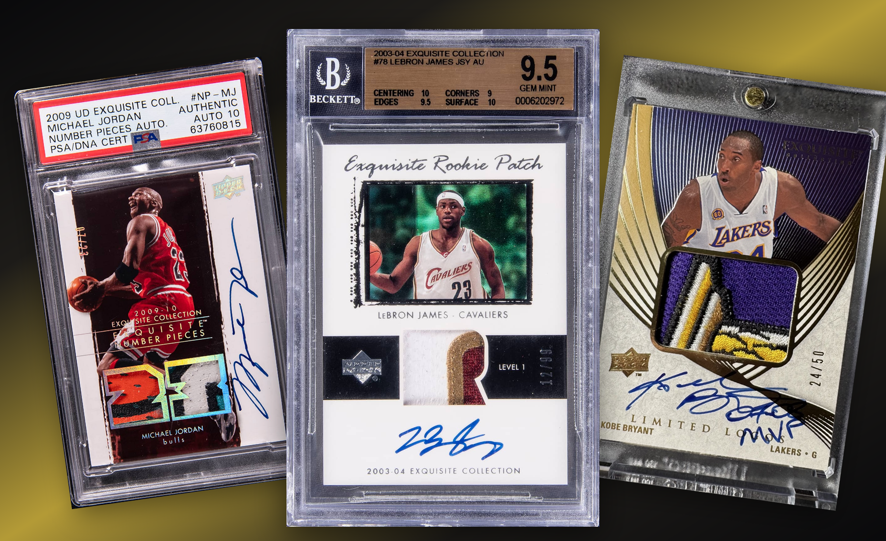 Three-card Exquisite Collection stack built from uploaded collector images